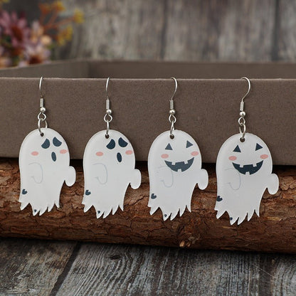 2 Piece Alloy Acrylic Ghost Dangle Earrings - Trendy AF