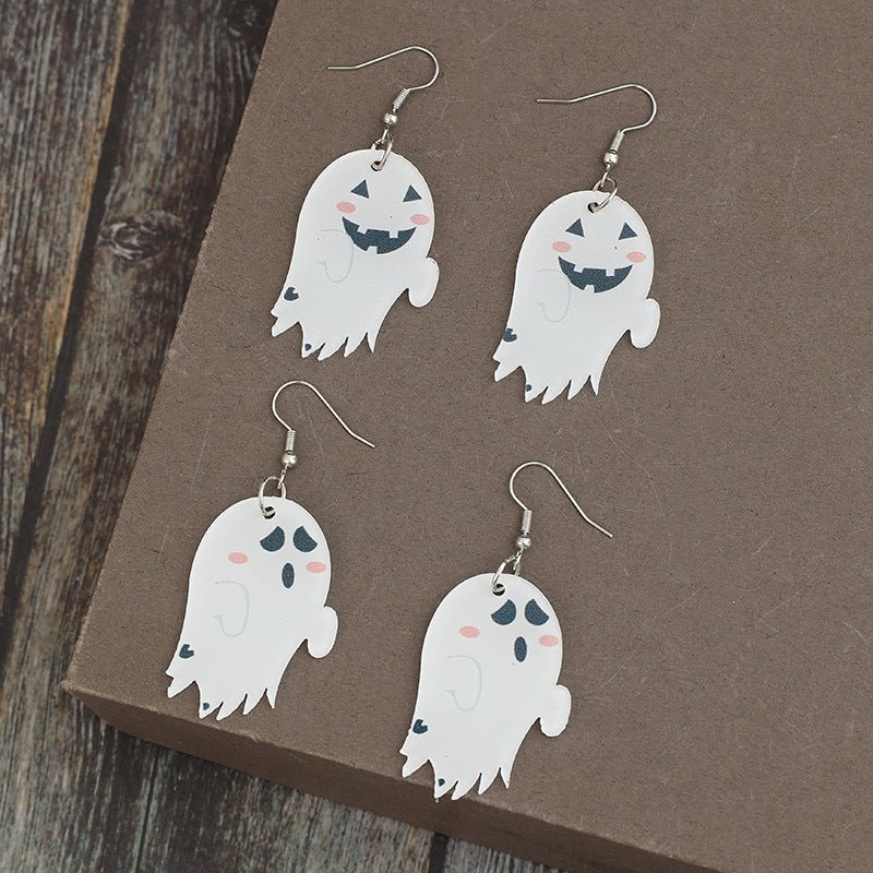 2 Piece Alloy Acrylic Ghost Dangle Earrings - Trendy AF