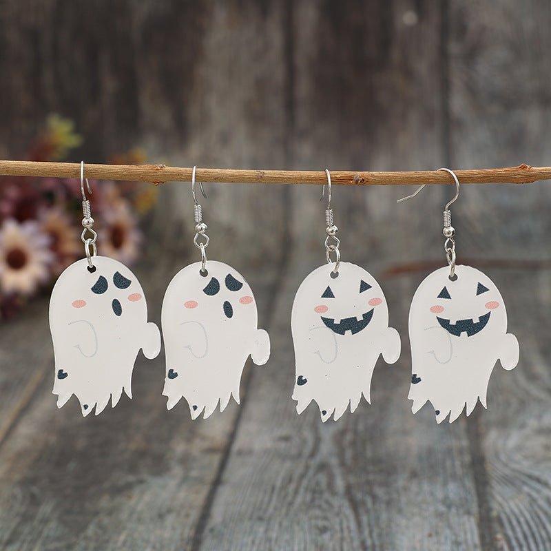 2 Piece Alloy Acrylic Ghost Dangle Earrings - Trendy AF