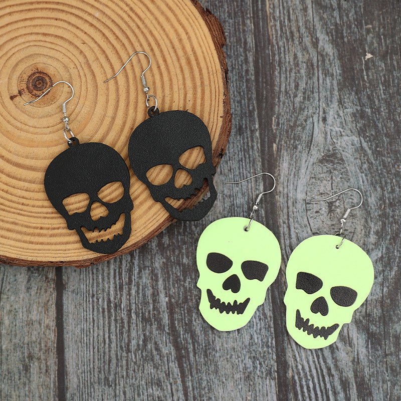 2 Piece PU Leather Skull Dangle Earrings - Trendy AF