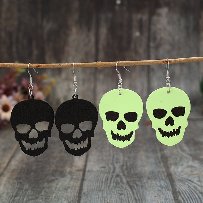 2 Piece PU Leather Skull Dangle Earrings - Trendy AF