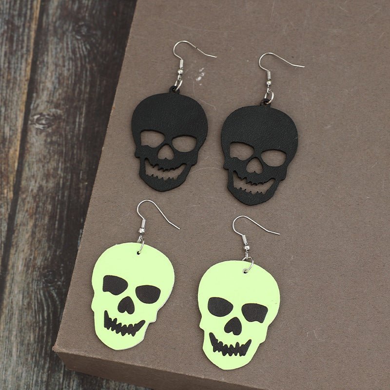 2 Piece PU Leather Skull Dangle Earrings - Trendy AF