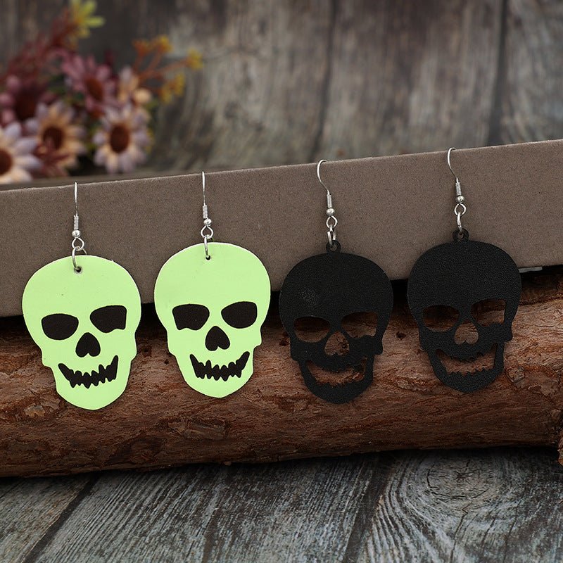 2 Piece PU Leather Skull Dangle Earrings - Trendy AF