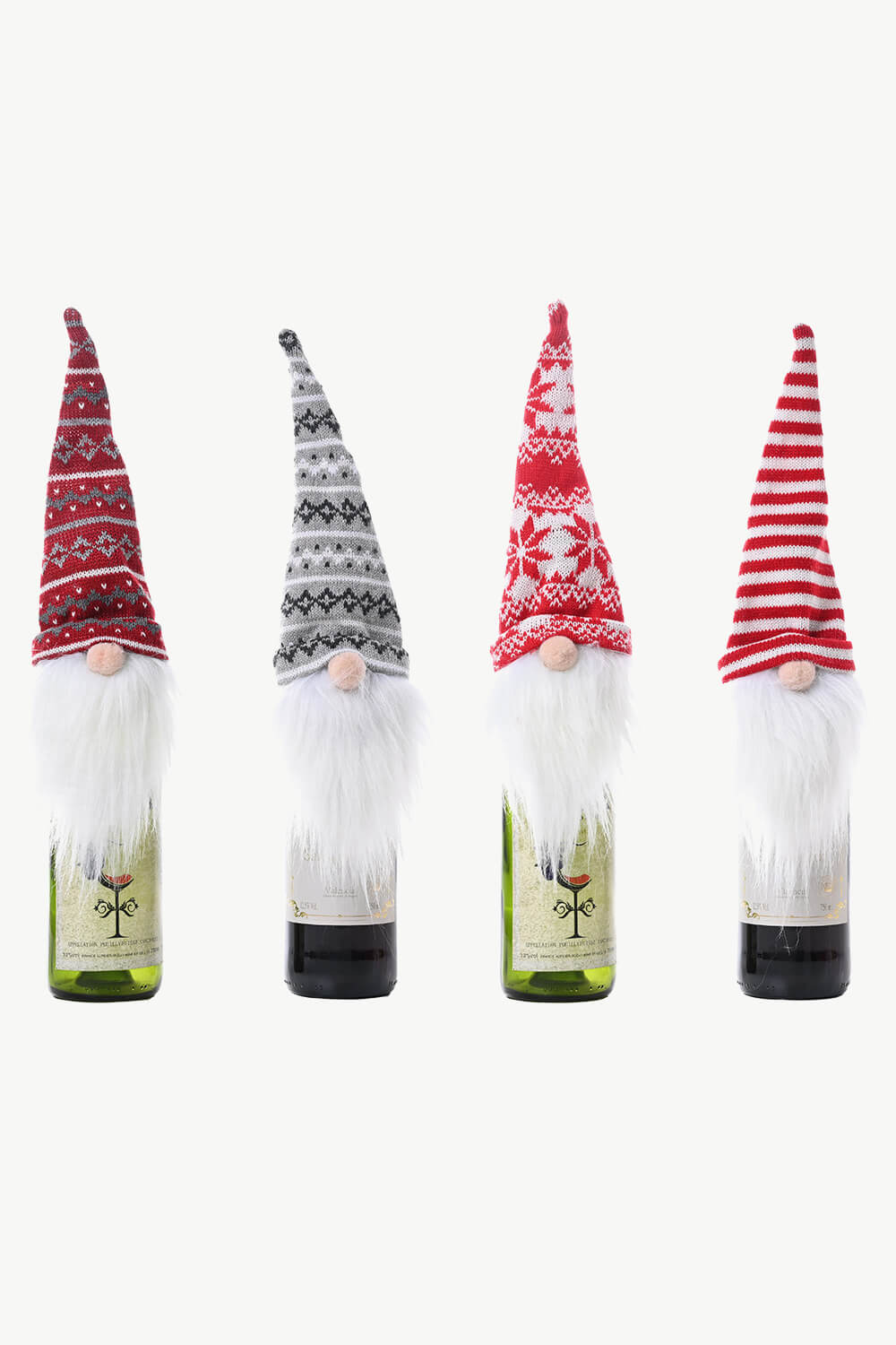 4 - Pack Christmas Faceless Gnome Wine Bottle Covers - AlterEgo Trading Company