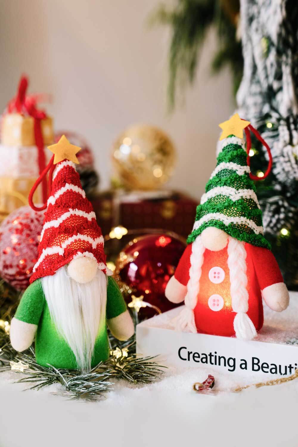 4 - Pack Christmas Light - Up Faceless Gnome Hanging Widgets - AlterEgo Trading Company