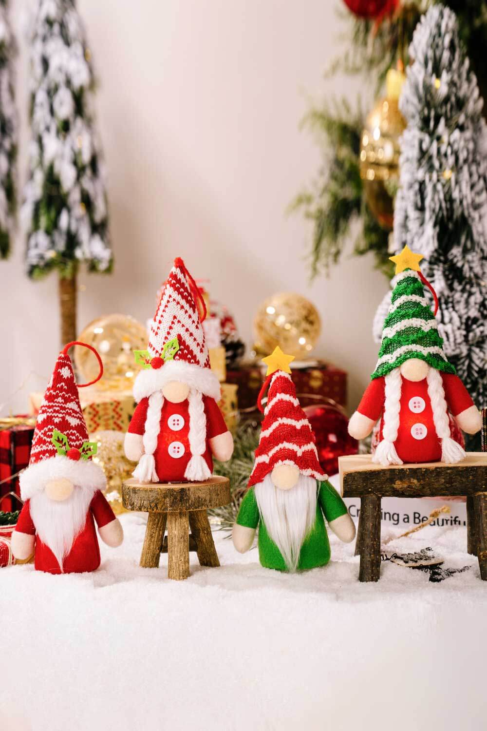 4 - Pack Christmas Light - Up Faceless Gnome Hanging Widgets - AlterEgo Trading Company