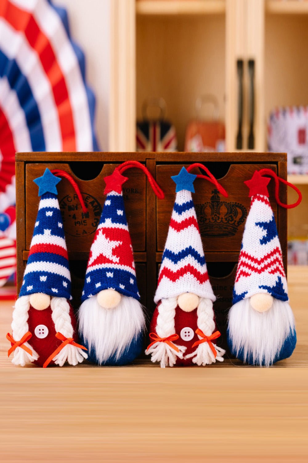 4 - Piece Independence Day Knit Hanging Gnomes - Trendy AF