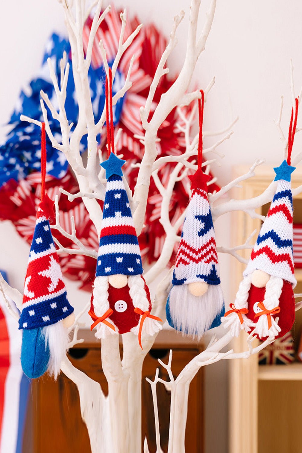 4 - Piece Independence Day Knit Hanging Gnomes - Trendy AF