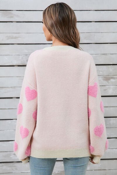 Angel Wings Heart Dropped Shoulder Long Sleeve Sweater - AlterEgo Trading Company