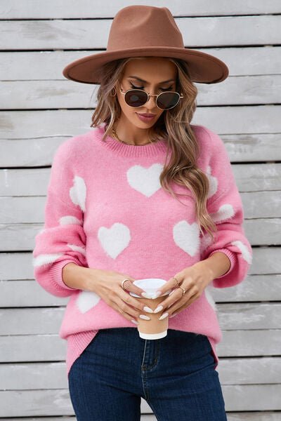 Angel Wings Heart Dropped Shoulder Long Sleeve Sweater - AlterEgo Trading Company