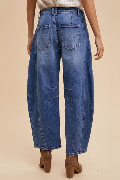 Annie Wear Mid Rise Barrel Leg Jeans with Pockets - AlterEgo Trading Company