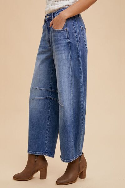 Annie Wear Mid Rise Barrel Leg Jeans with Pockets - AlterEgo Trading Company