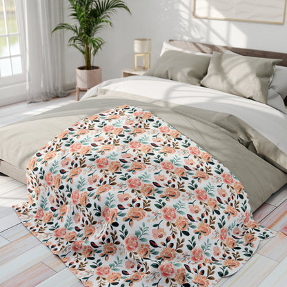 Botanical Bliss - Soft Rose Garden Fleece Blanket - Trendy AF