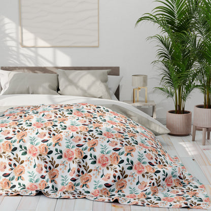 Botanical Bliss - Soft Rose Garden Fleece Blanket - Trendy AF