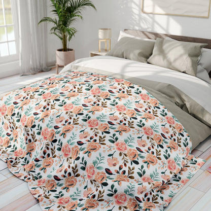 Botanical Bliss - Soft Rose Garden Fleece Blanket - Trendy AF