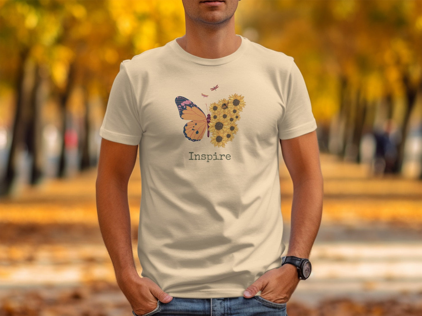 Butterfly and Sunflower Inspire Graphic T-Shirt - Trendy AF