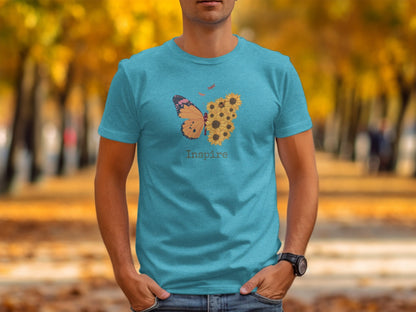 Butterfly and Sunflower Inspire Graphic T-Shirt - Trendy AF