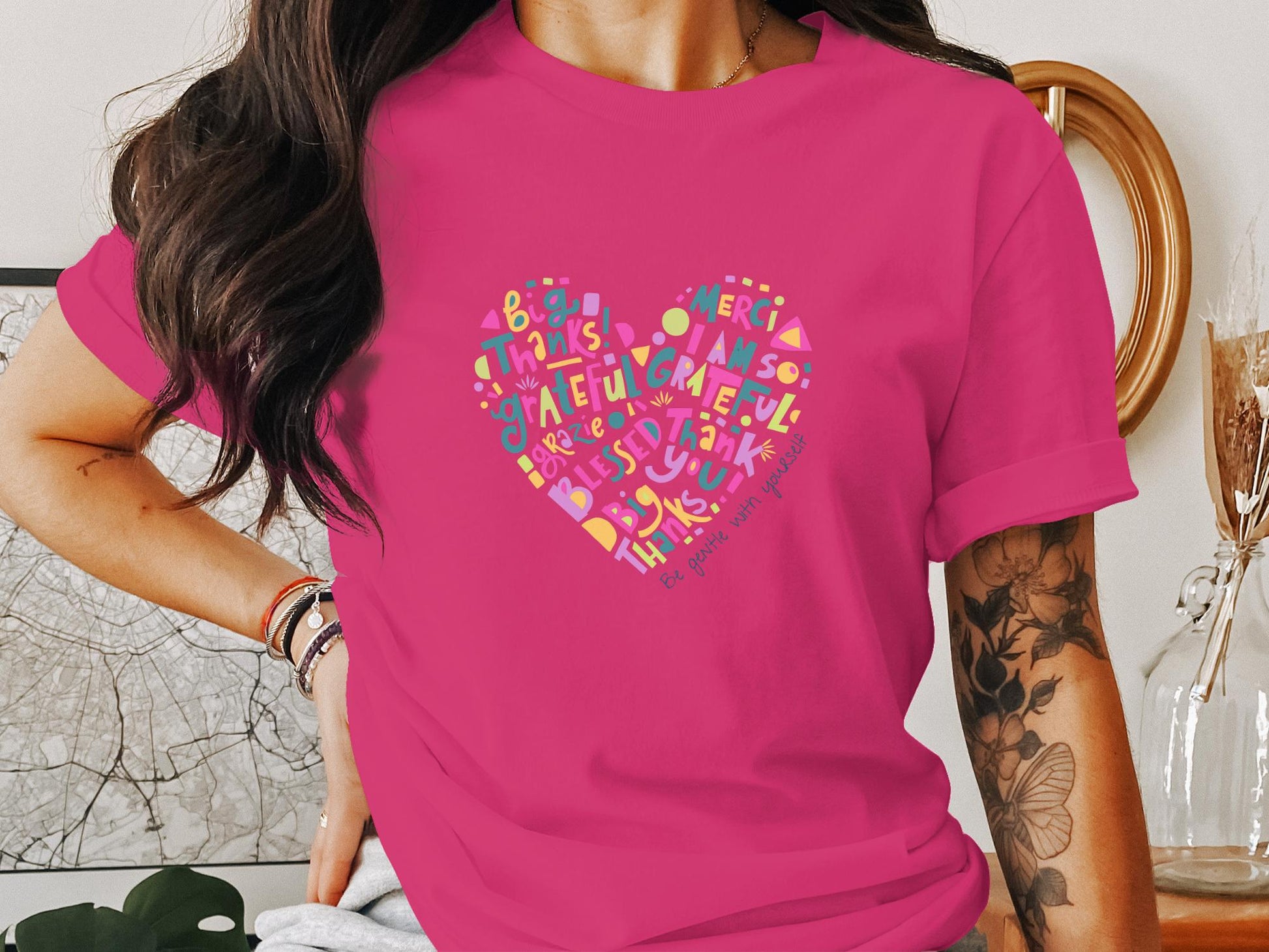 Colorful Expressions Heart Graphic Design T-Shirt - Trendy AF