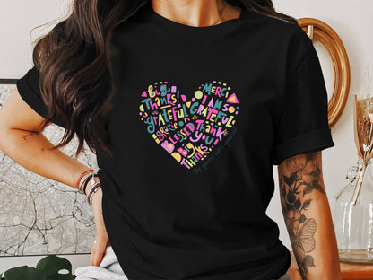 Colorful Expressions Heart Graphic Design T-Shirt - Trendy AF