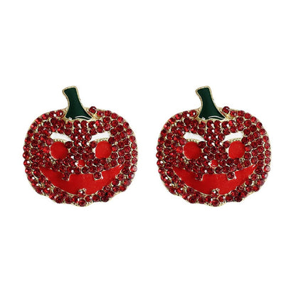 Demon Pumpkin Rhinestone Alloy Earrings - Trendy AF