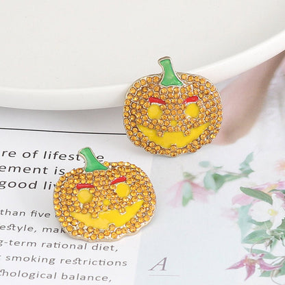 Demon Pumpkin Rhinestone Alloy Earrings - Trendy AF