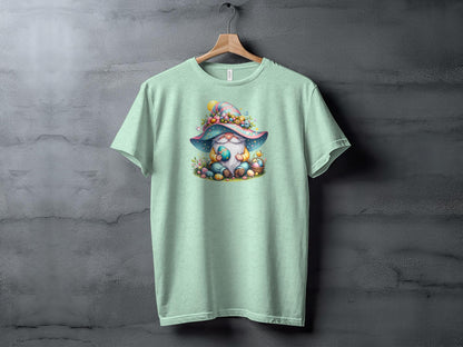 Easter Gnome T-Shirt, Spring Garden Gnomes, Kids and Adults Holiday Tee, Colorful Egg Hunt, Whimsical Gnome with Easter Eggs - Trendy AF