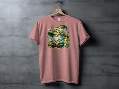 Floral Gnome Spring Garden T-Shirt, Cute Gnome with Bees and Flowers, Unisex Graphic Tee for Gardeners, Nature Lovers Gift Idea - Trendy AF