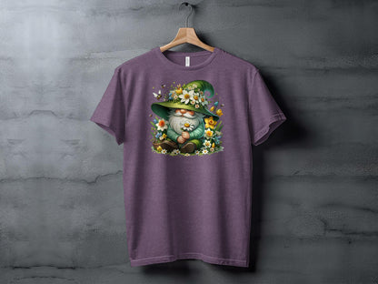 Floral Gnome Spring Garden T-Shirt, Cute Gnome with Bees and Flowers, Unisex Graphic Tee for Gardeners, Nature Lovers Gift Idea - Trendy AF