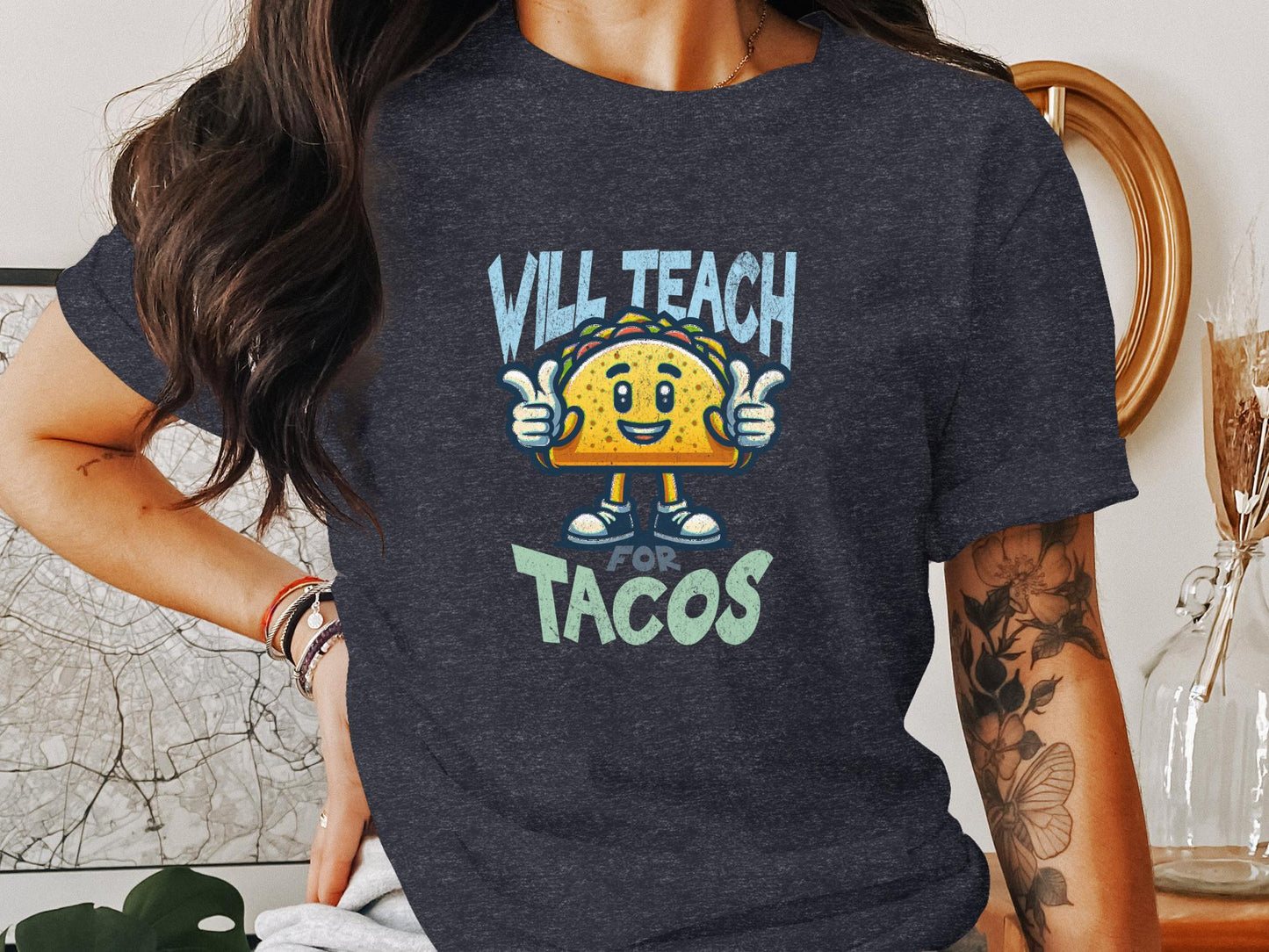 Funny Cute Will Teach For Tacos Graphic T-Shirt - Trendy AF