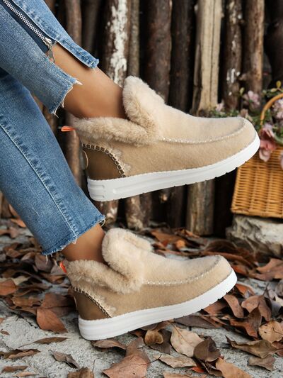 Furry Suede Round Toe Flat Sneakers - AlterEgo Trading Company