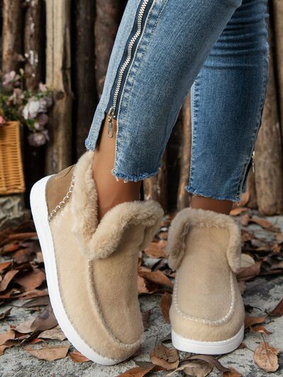 Furry Suede Round Toe Flat Sneakers - AlterEgo Trading Company