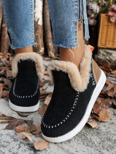 Furry Suede Round Toe Flat Sneakers - AlterEgo Trading Company