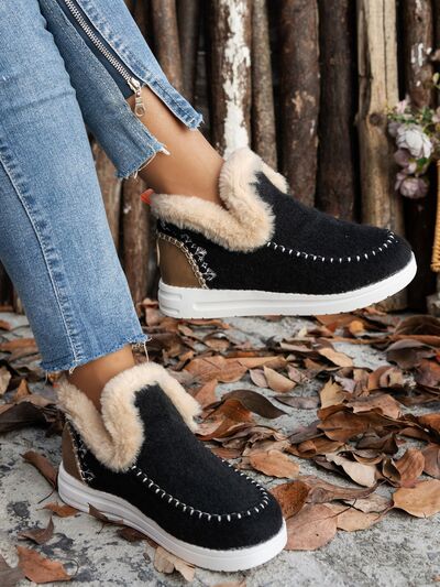 Furry Suede Round Toe Flat Sneakers - AlterEgo Trading Company