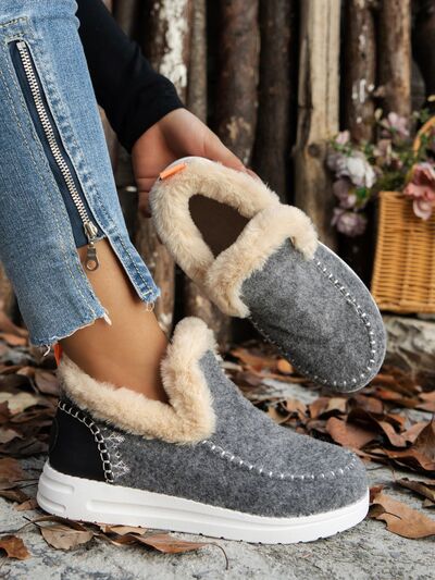 Furry Suede Round Toe Flat Sneakers - AlterEgo Trading Company