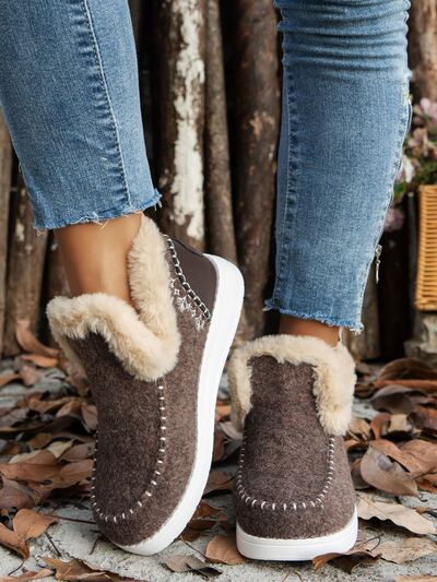 Furry Suede Round Toe Flat Sneakers - AlterEgo Trading Company