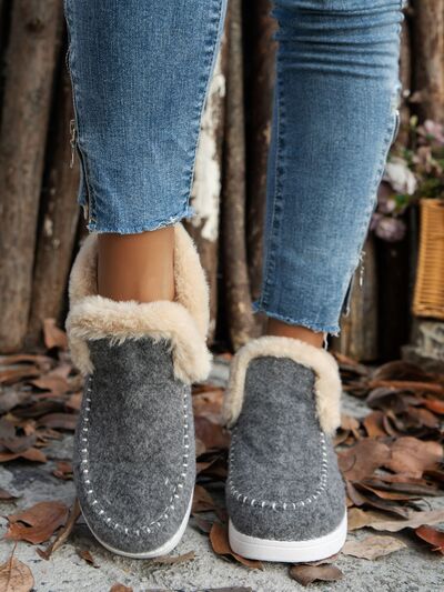 Furry Suede Round Toe Flat Sneakers - AlterEgo Trading Company