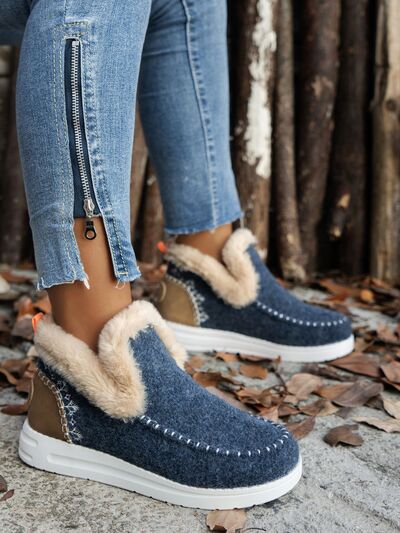 Furry Suede Round Toe Flat Sneakers - AlterEgo Trading Company