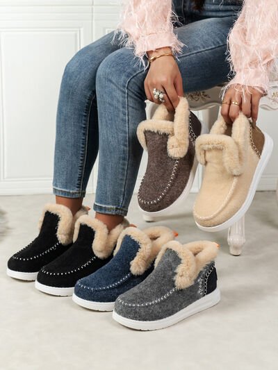 Furry Suede Round Toe Flat Sneakers - AlterEgo Trading Company