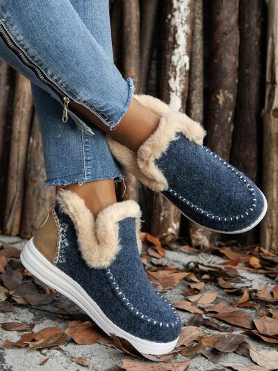 Furry Suede Round Toe Flat Sneakers - AlterEgo Trading Company