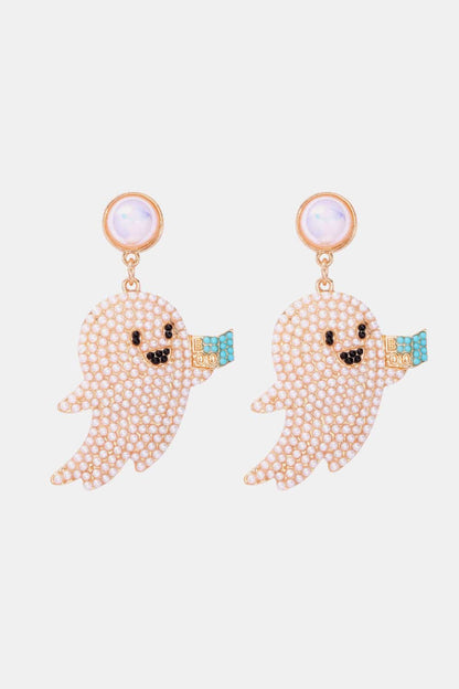 Ghost Shape Synthetic Pearl Dangle Earrings - Trendy AF