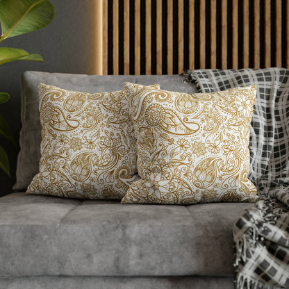 Golden Paisley Polyester Square Pillow Case - Trendy AF