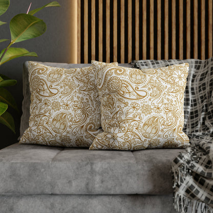 Golden Paisley Polyester Square Pillow Case - Trendy AF