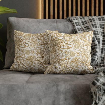 Golden Paisley Polyester Square Pillow Case - Trendy AF