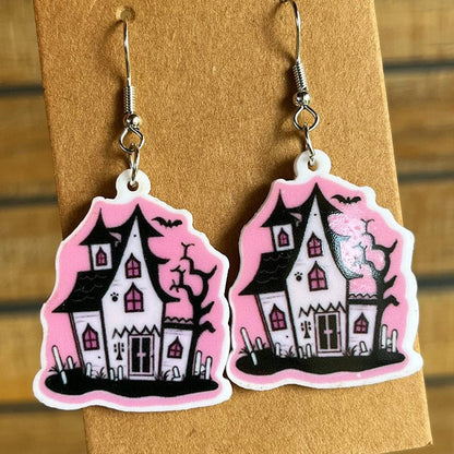 Halloween Theme Acrylic Dangle Earrings - Trendy AF