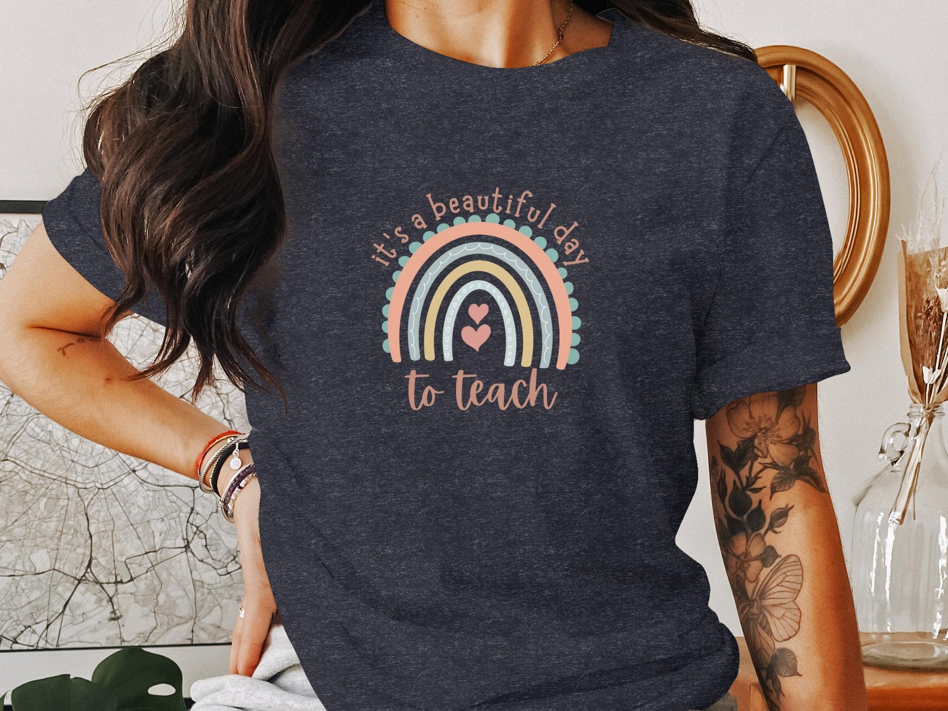 It's A Beautiful Day To Teach Rainbow Design T-Shirt - Trendy AF