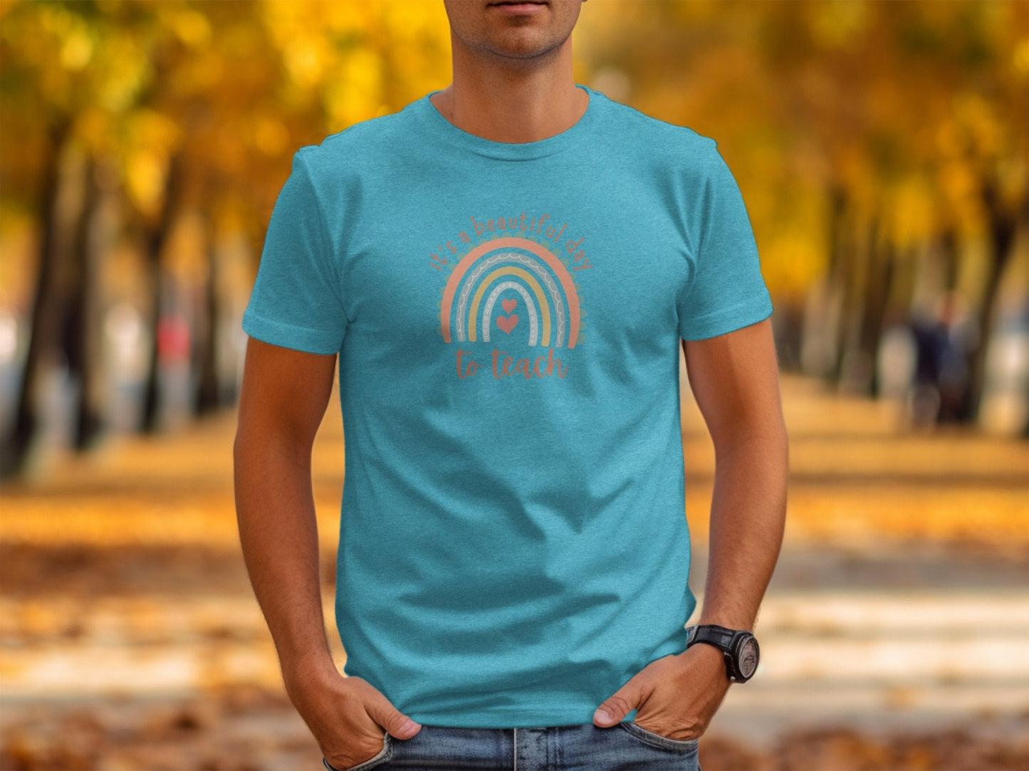 It's A Beautiful Day To Teach Rainbow Design T-Shirt - Trendy AF