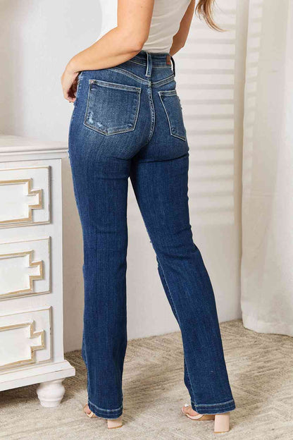 Judy Blue Full Size Mid Rise Hand Sand & Destroy Bootcut Jeans - AlterEgo Trading Company