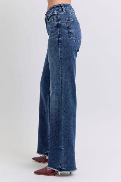 Judy Blue Full Size Raw Hem Mid Rise Jeans - AlterEgo Trading Company