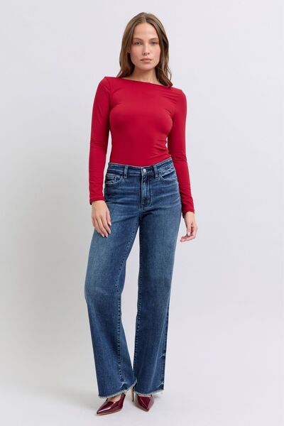 Judy Blue Full Size Raw Hem Mid Rise Jeans - AlterEgo Trading Company