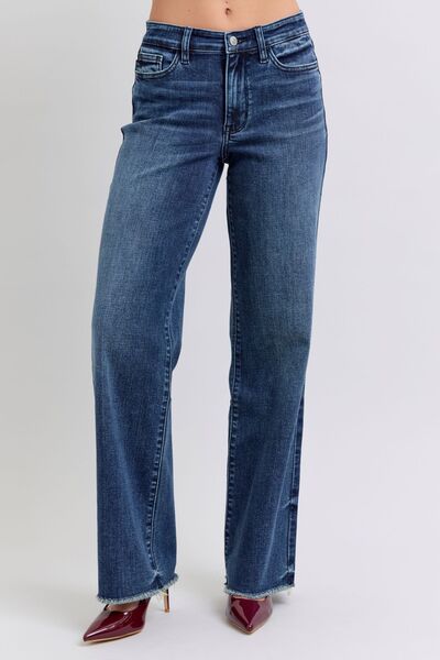 Judy Blue Full Size Raw Hem Mid Rise Jeans - AlterEgo Trading Company